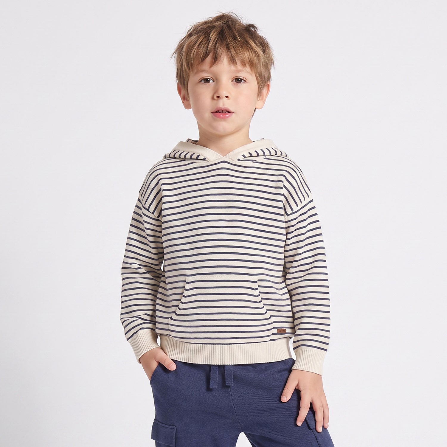 Hooded Long Sleeves Sweatshirt and Trousers Set with Stripes