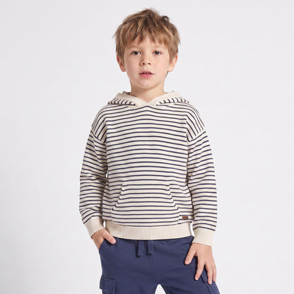 Hooded Long Sleeves Sweatshirt and Trousers Set with Stripes