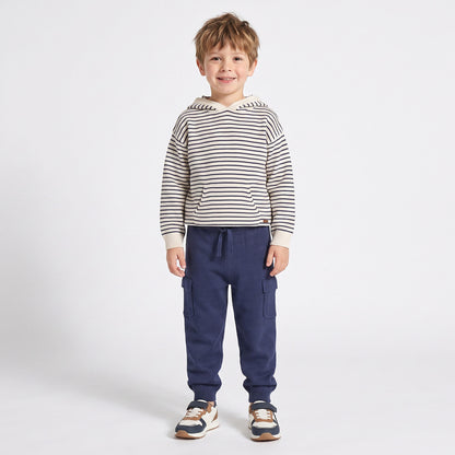Hooded Long Sleeves Sweatshirt and Trousers Set with Stripes