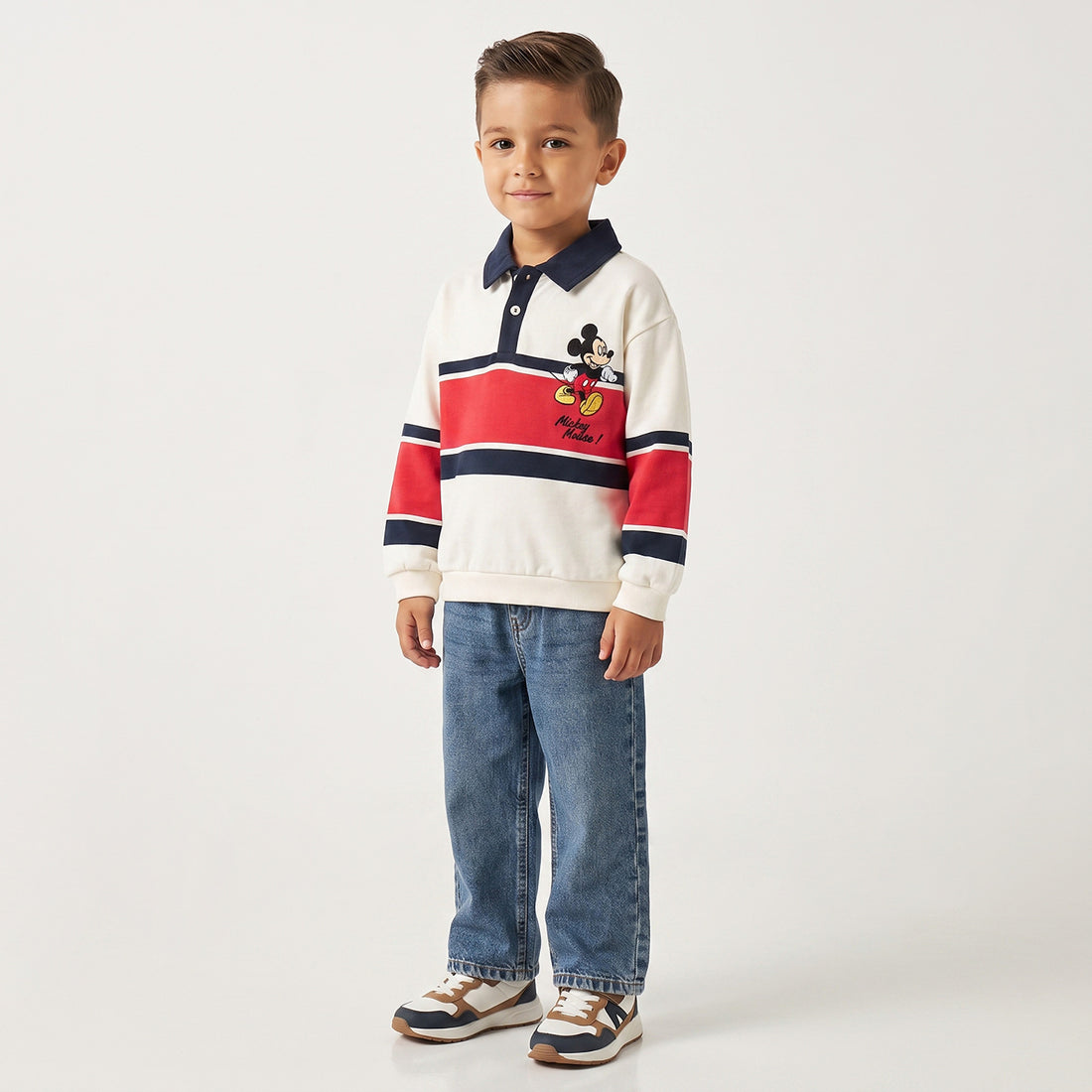 Disney Mickey Mouse Embroidered Sweatshirt with Long Sleeves