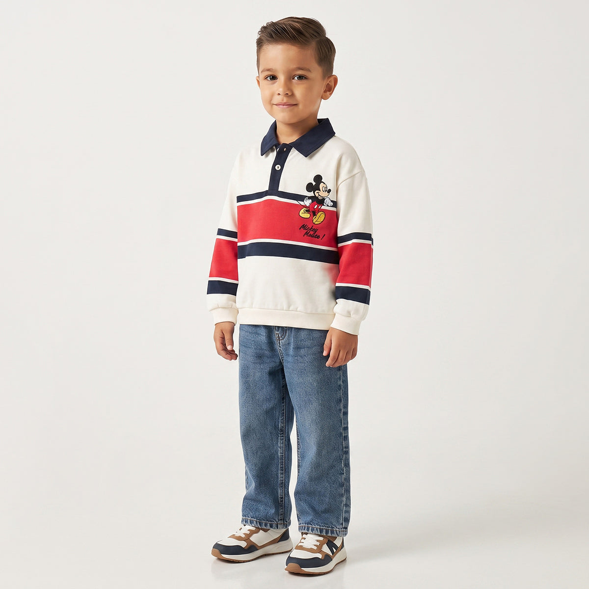 Disney Mickey Mouse Embroidered Sweatshirt with Long Sleeves