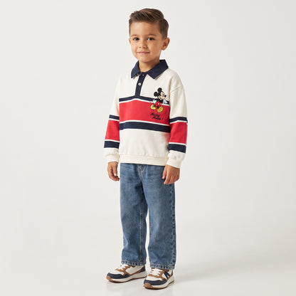 Disney Mickey Mouse Embroidered Sweatshirt with Long Sleeves
