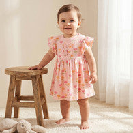 Juniors Round Neck Short Sleeves Knee Length A-line Dress with Bow Detail-undefined-image-1