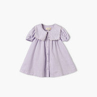 Juniors Sailor Collar Short Sleeves Knee Length Shirt Dress with Scalloped Design-undefined-image-1
