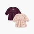 Pack of 2 Juniors Round Neck Long Sleeves Knee Length A-line Dress with Floral Print