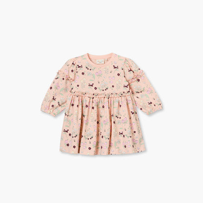 Pack of 2 Juniors Round Neck Long Sleeves Knee Length A-line Dress with Floral Print