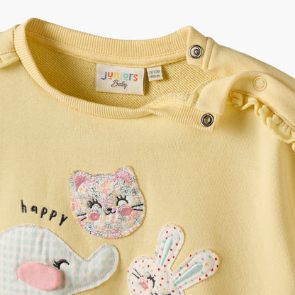 Juniors Applique Design Sweatshirt with Long Sleeves