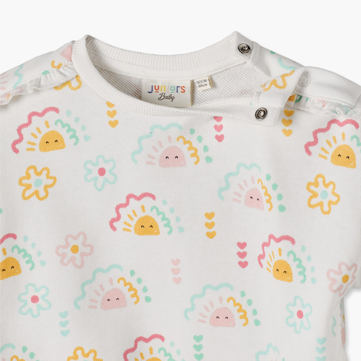 Juniors Sun Print Sweatshirt with Long Sleeves