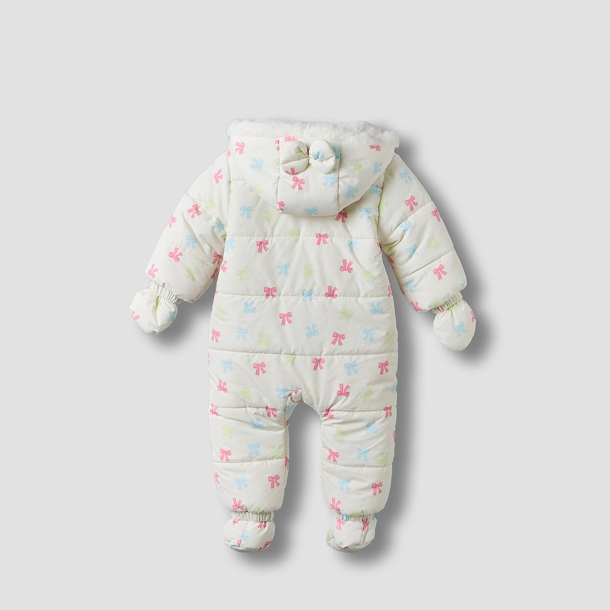 Juniors Hooded Long Sleeves Coverall with Bow Print