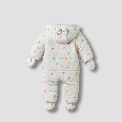 Juniors Hooded Long Sleeves Coverall with Bow Print