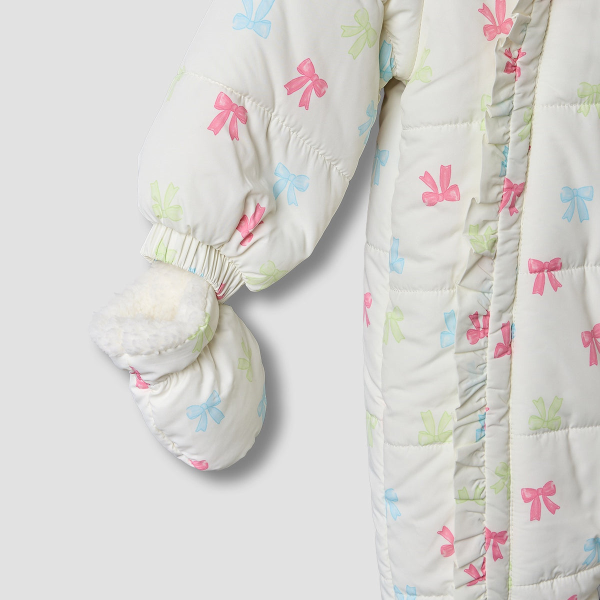 Juniors Hooded Long Sleeves Coverall with Bow Print