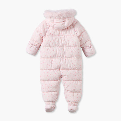 Juniors Hooded Long Sleeves Coverall with Heart Print