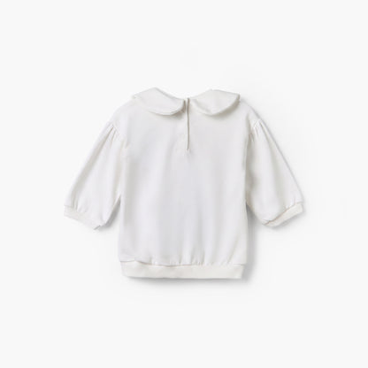 Juniors Peter Pan Collar Long Sleeves Sweatshirt and Pants Set with Butterfly Applique