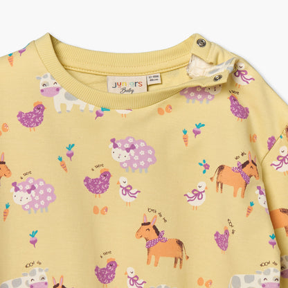 Juniors Crew Neck Long Sleeves Sweatshirt and Leggings Set with Floral Print