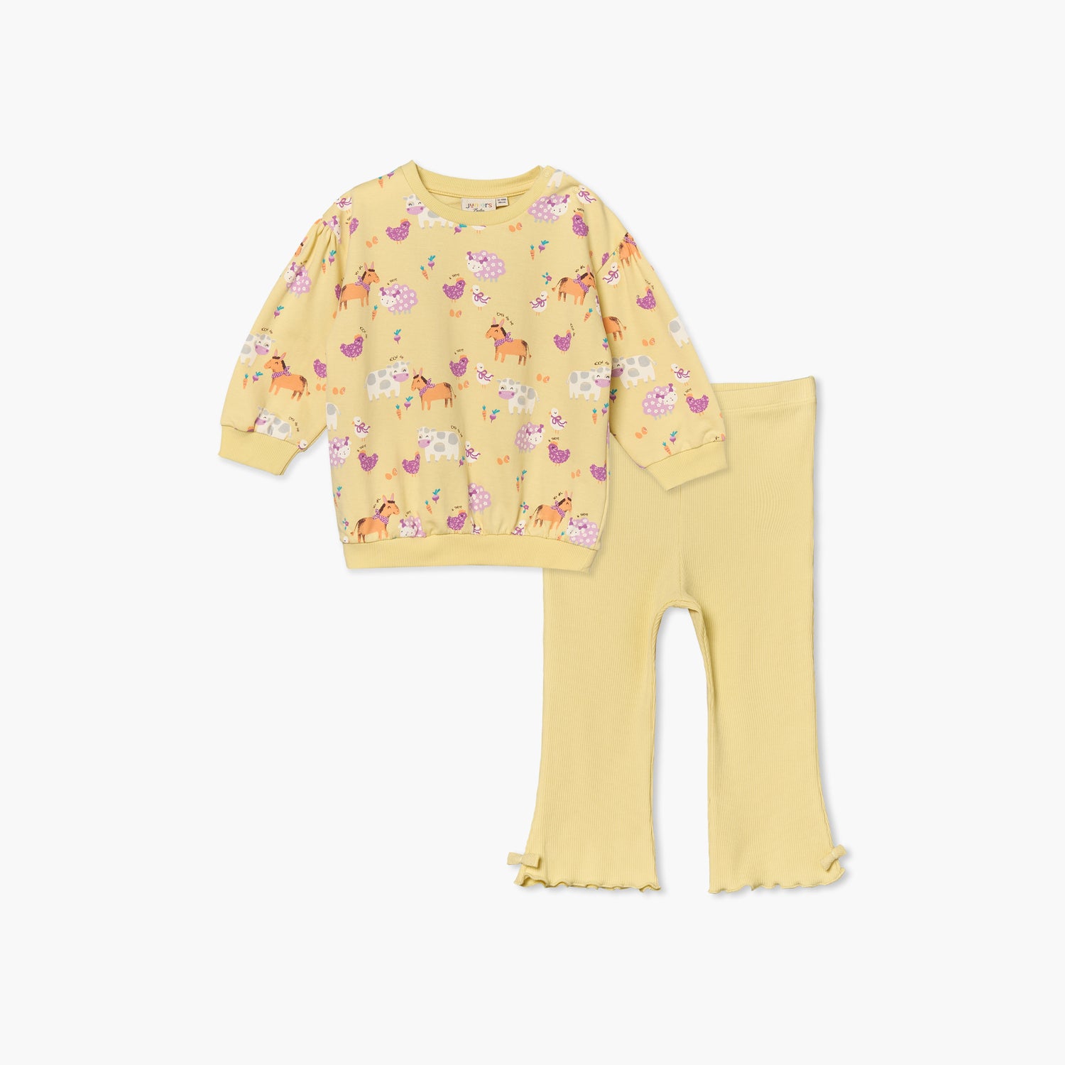 Juniors Crew Neck Long Sleeves Sweatshirt and Leggings Set with Floral Print
