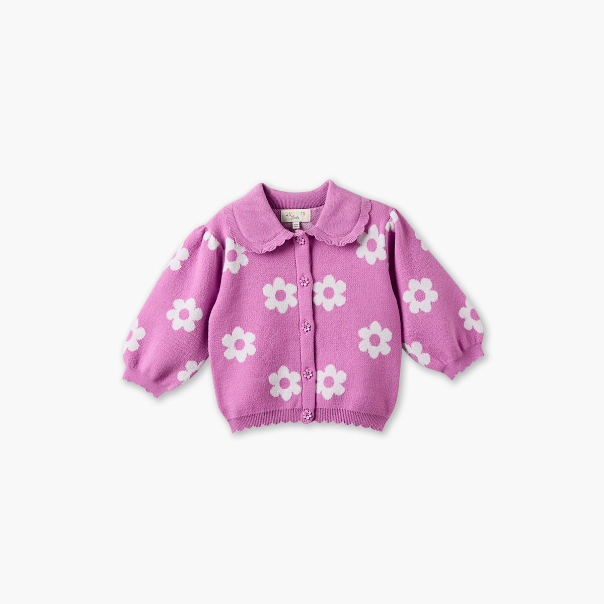 Juniors Peter Pan Collar Long Sleeves Cardigan and Pants Set with Floral Print