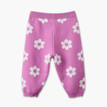 Juniors Peter Pan Collar Long Sleeves Cardigan and Pants Set with Floral Print
