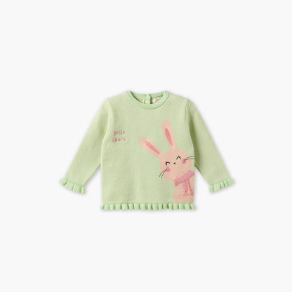 Juniors Crew Neck Long Sleeves Sweater and Pants Set with Bunny Motif