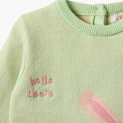 Juniors Crew Neck Long Sleeves Sweater and Pants Set with Bunny Motif