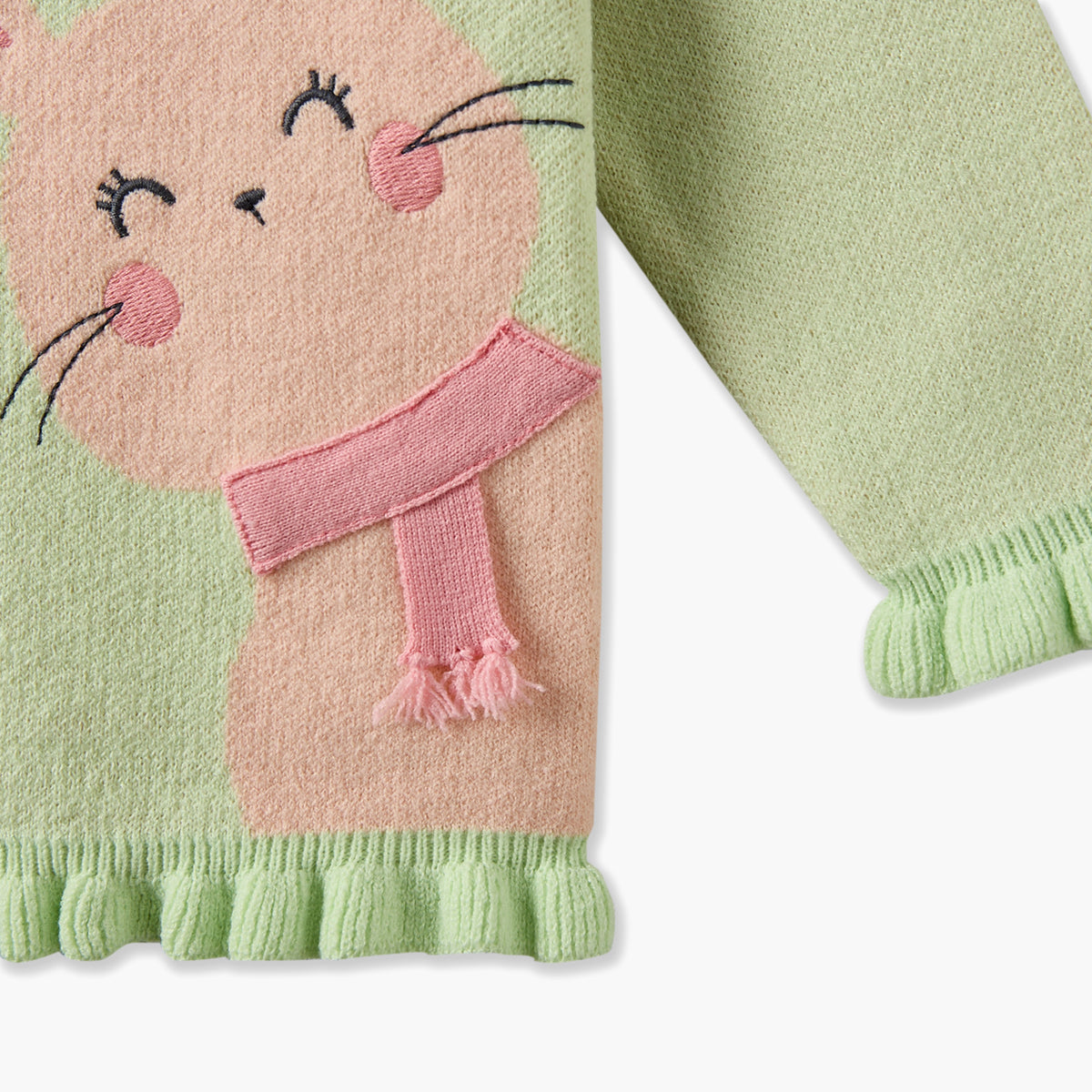 Juniors Crew Neck Long Sleeves Sweater and Pants Set with Bunny Motif