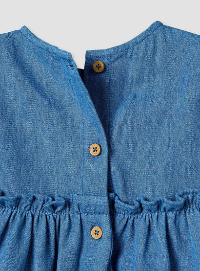Juniors Round Neck Short Sleeves Denim Dress and Leggings Set with Bunny Applique-baby-girls-clothing-setsandcoords-image-8