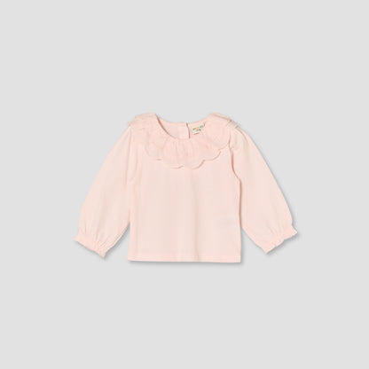 Juniors Round Neck Long Sleeves Top and Jeans Set with Embroidery