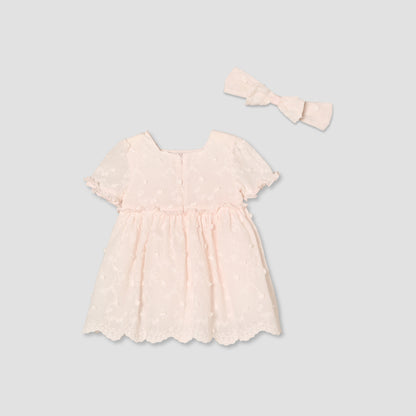 Giggles Square Neck Short Sleeves Knee Length A-line Dress with Headband