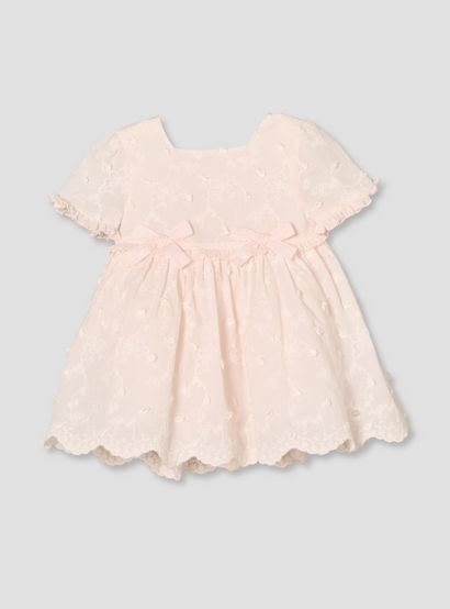 Giggles Square Neck Short Sleeves Knee Length A-line Dress with Headband-baby-girls-clothing-dressesandjumpsuits-image-3