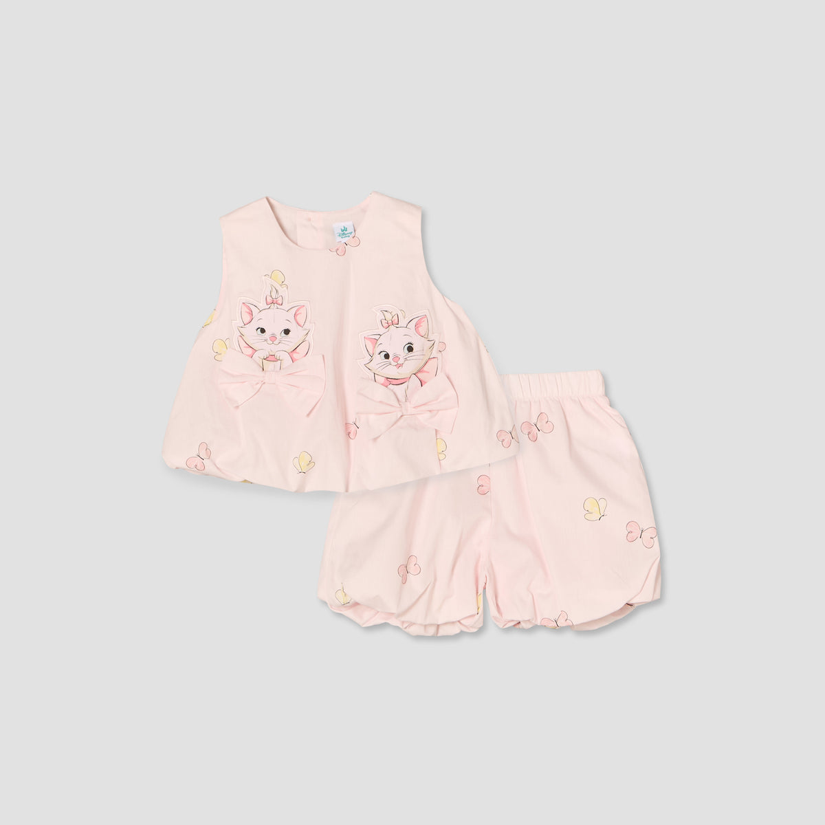 Disney Round Neck Sleeveless Top and Shorts Set with Marie Print