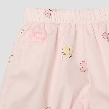 Disney Round Neck Sleeveless Top and Shorts Set with Marie Print