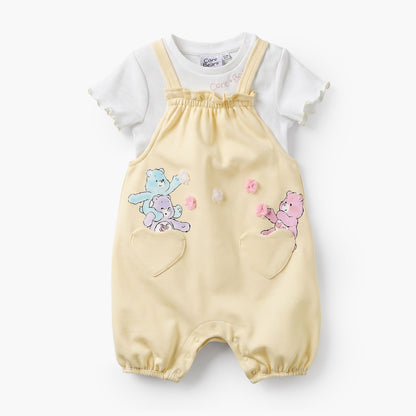 Cloud Co Crew Neck Short Sleeves T-shirt and Dungaree Set with Care Bears Print