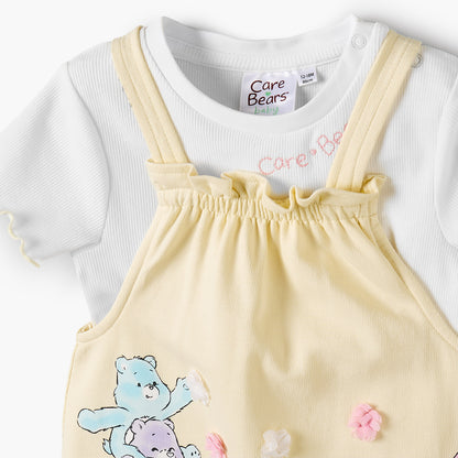 Cloud Co Crew Neck Short Sleeves T-shirt and Dungaree Set with Care Bears Print