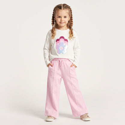 Juniors Crew Neck Long Sleeves T-shirt with Sequin Embellishment