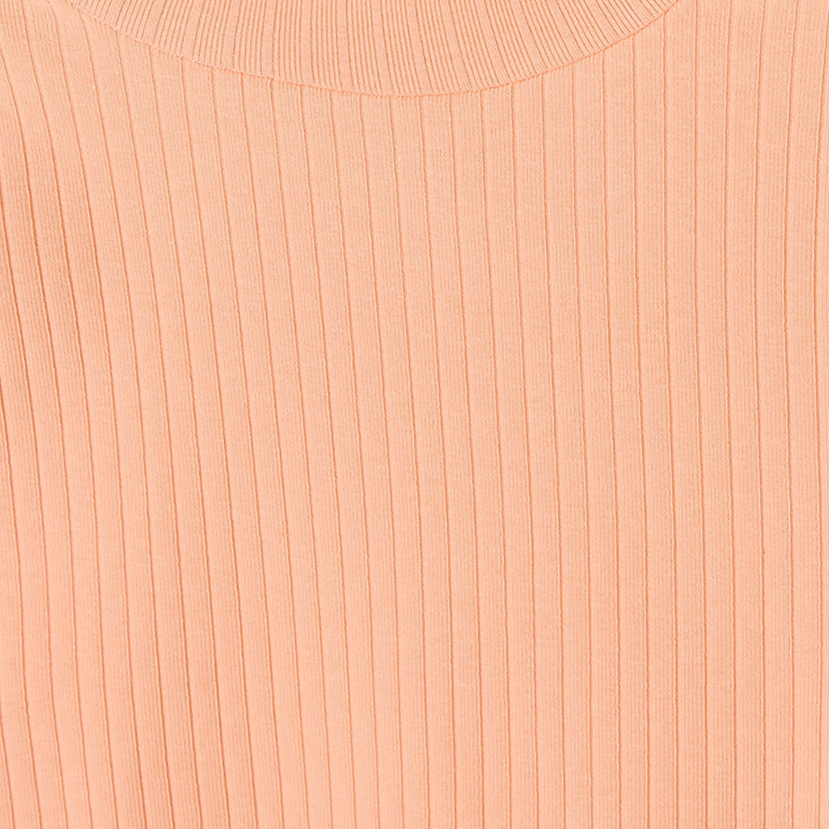 Juniors Turtleneck Long Sleeves T-shirt with Ribbed Design