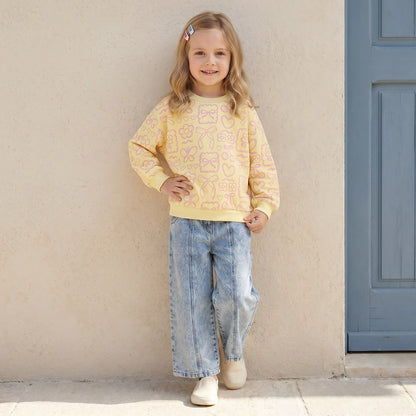 Juniors Butterfly Print Sweatshirt with Long Sleeves