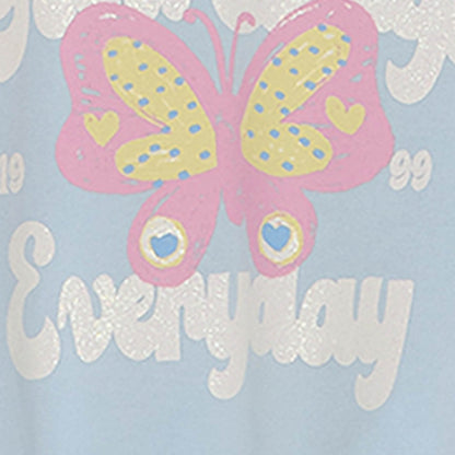 Juniors Butterfly Print Sweatshirt with Long Sleeves