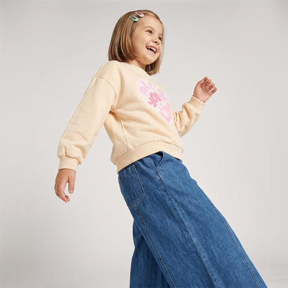 Juniors Heart Print Sweatshirt with Long Sleeves