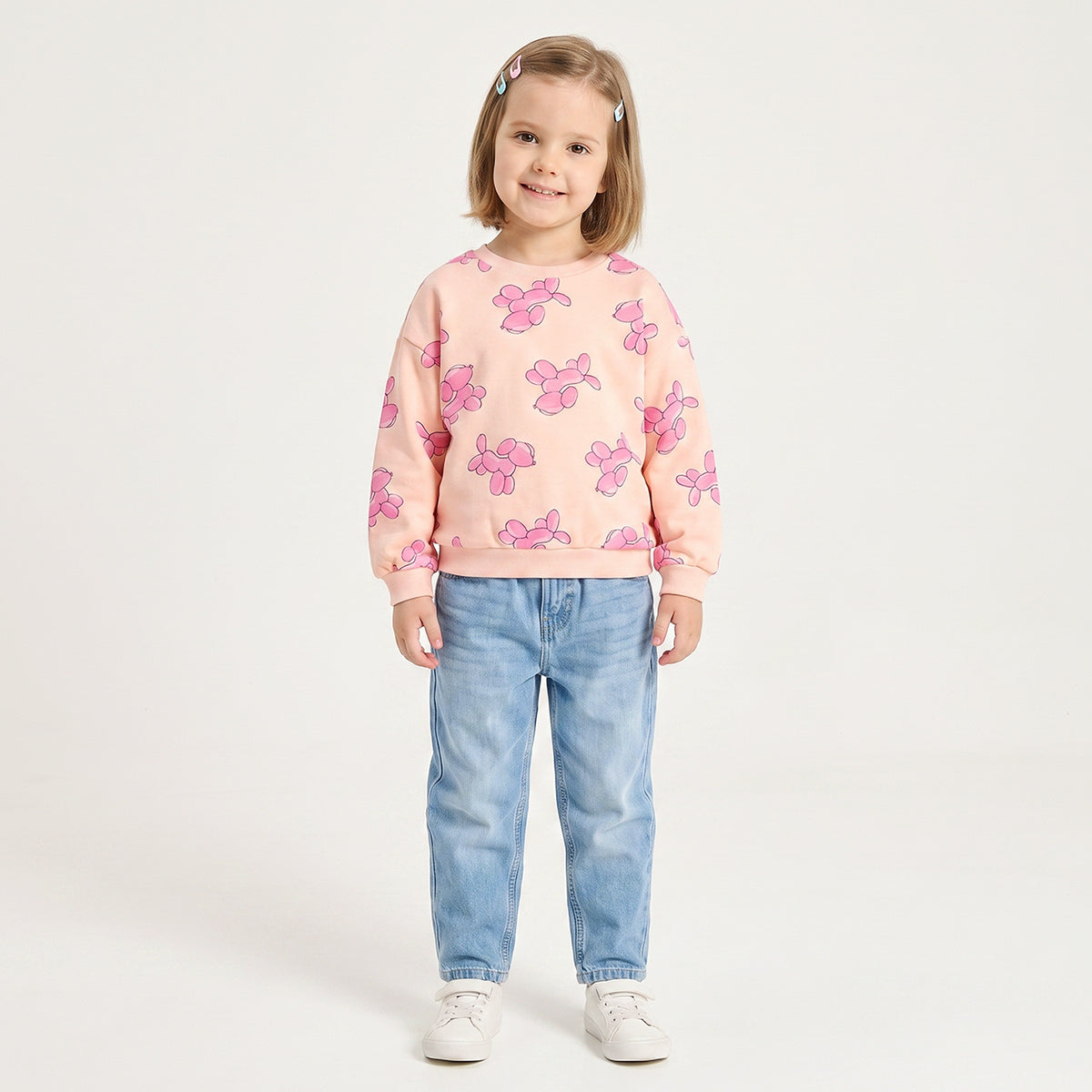 Juniors Balloon Dog Print Sweatshirt with Long Sleeves