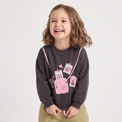 Juniors Slogan Print Sweatshirt with Long Sleeves
