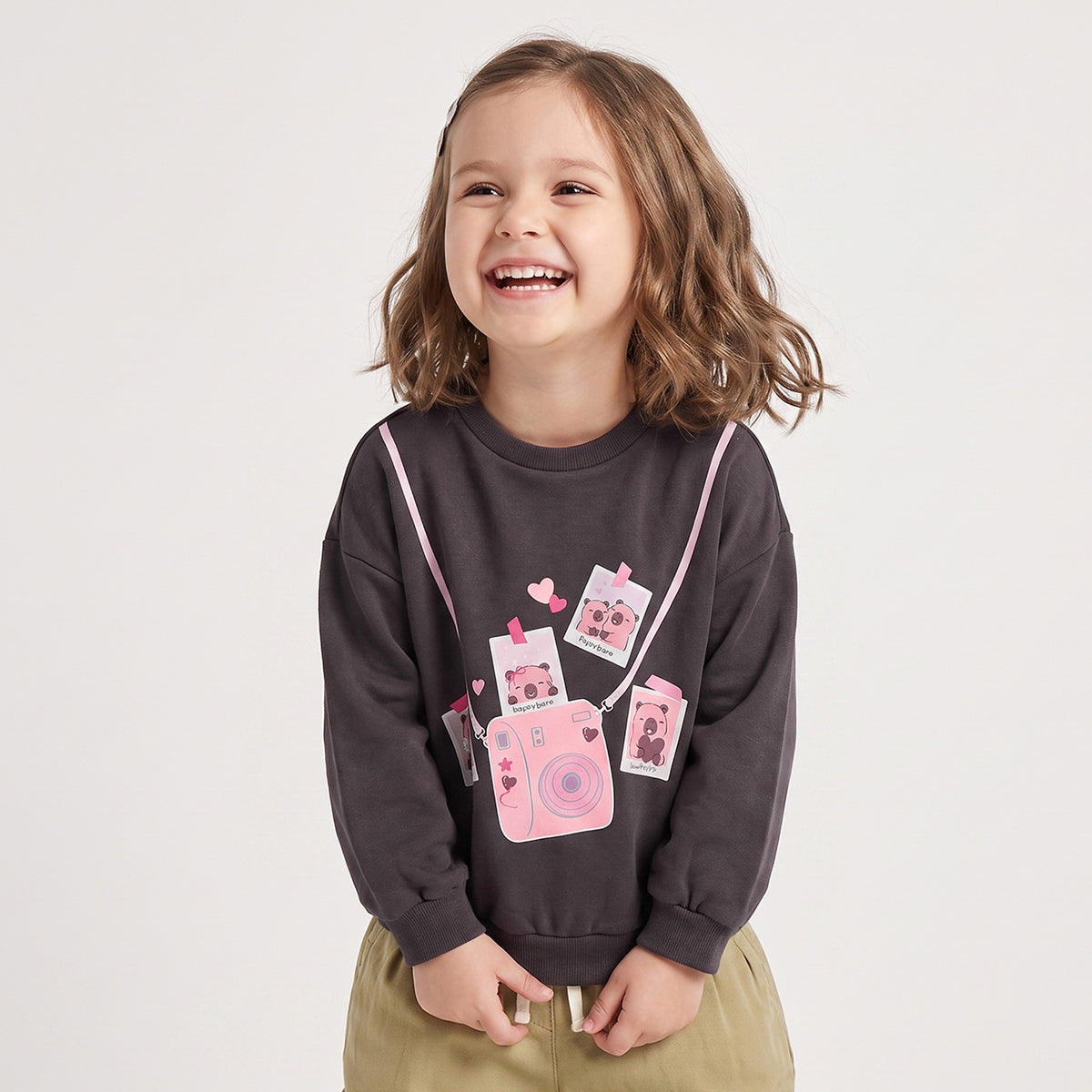 Juniors Slogan Print Sweatshirt with Long Sleeves