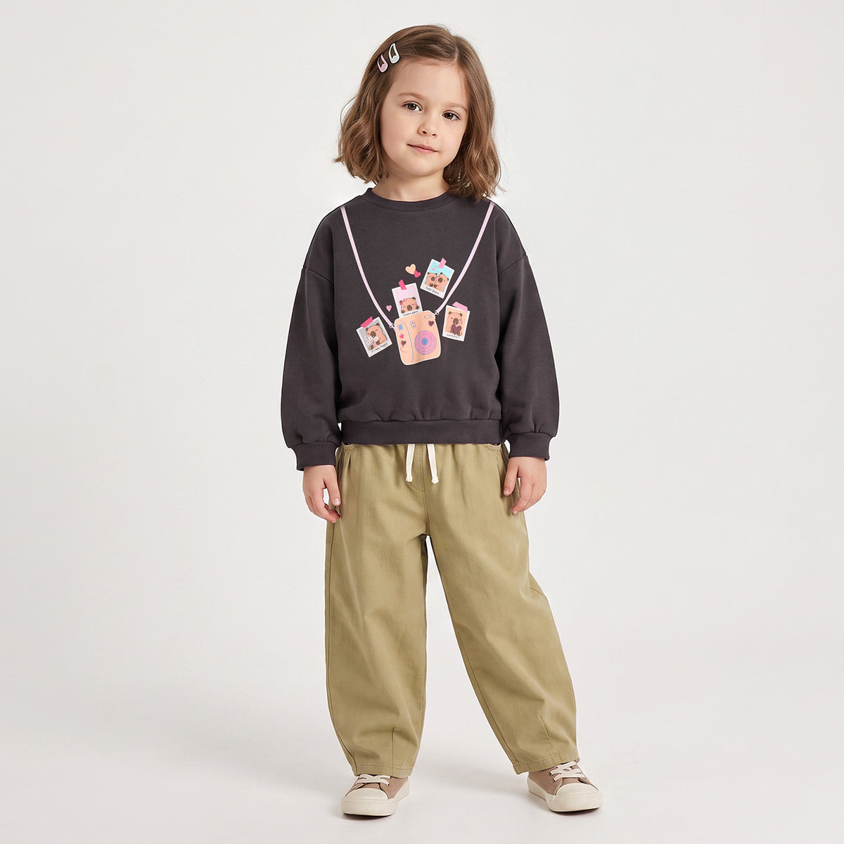 Juniors Slogan Print Sweatshirt with Long Sleeves