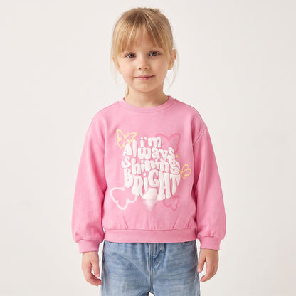 Juniors Slogan Print Sweatshirt with Long Sleeves