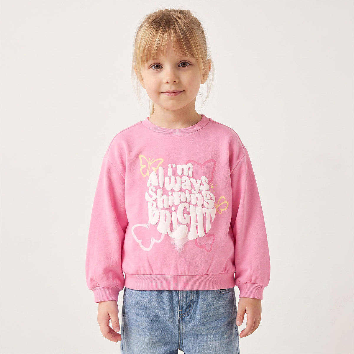 Juniors Slogan Print Sweatshirt with Long Sleeves