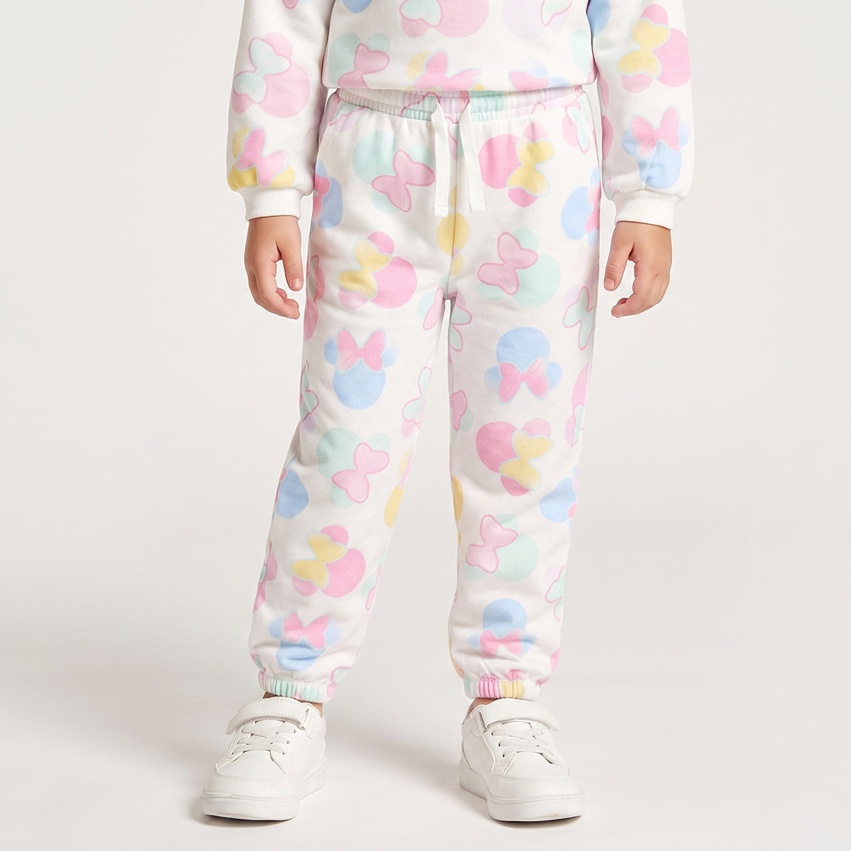 Disney Crew Neck Long Sleeves Sweatshirt and Joggers Set with Bow Print