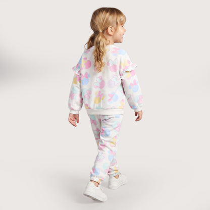 Disney Crew Neck Long Sleeves Sweatshirt and Joggers Set with Bow Print