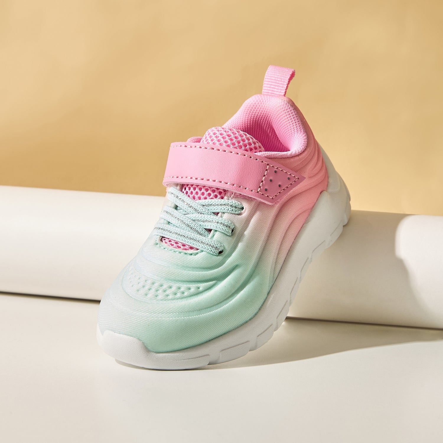 Ombre Sneakers with Hook and Loop Closure - Pink / 20