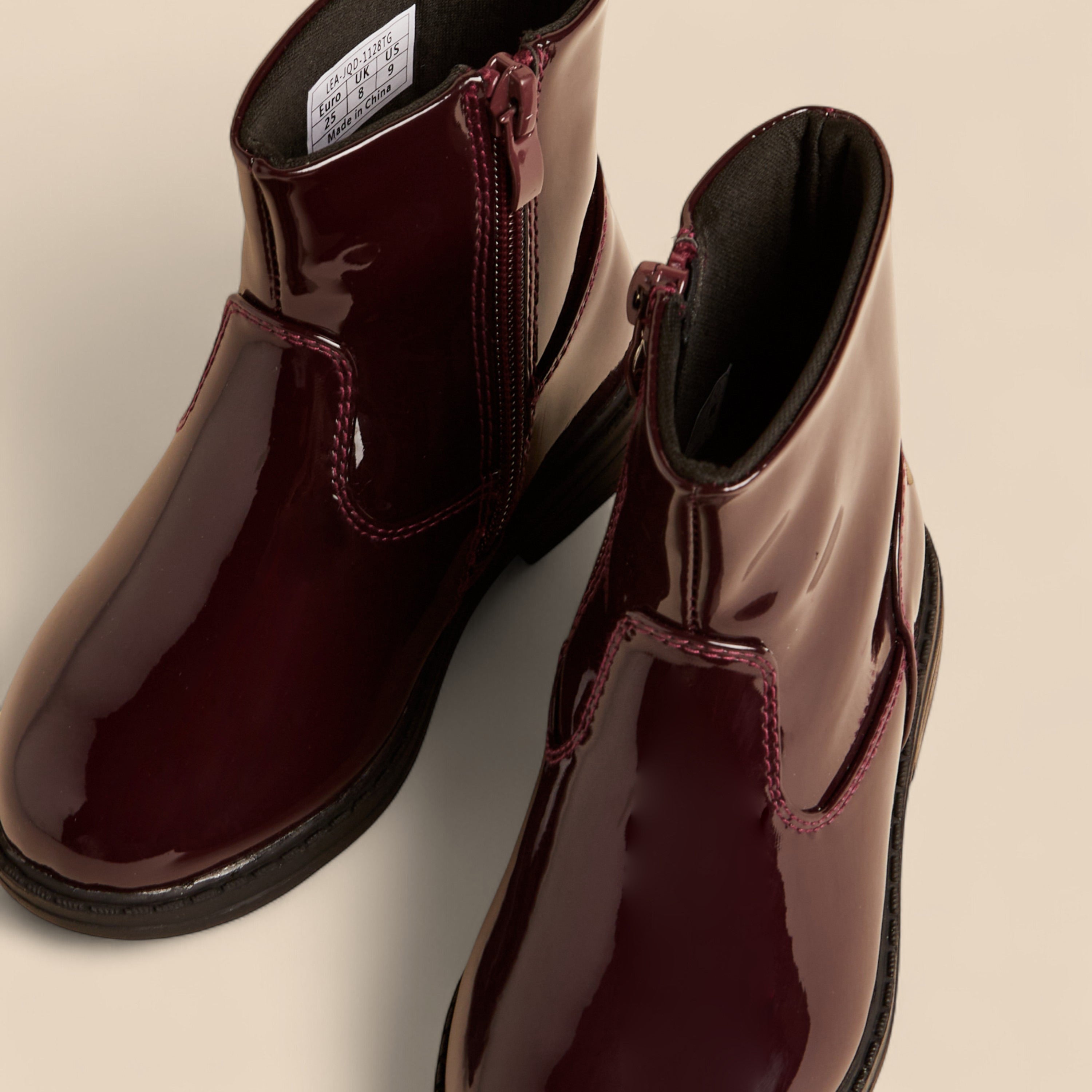 Heart Print Ankle Boots with Zip Closure