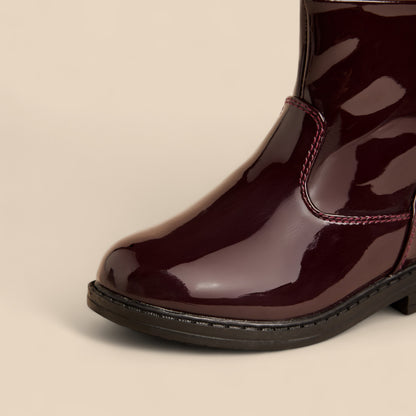 Heart Print Ankle Boots with Zip Closure