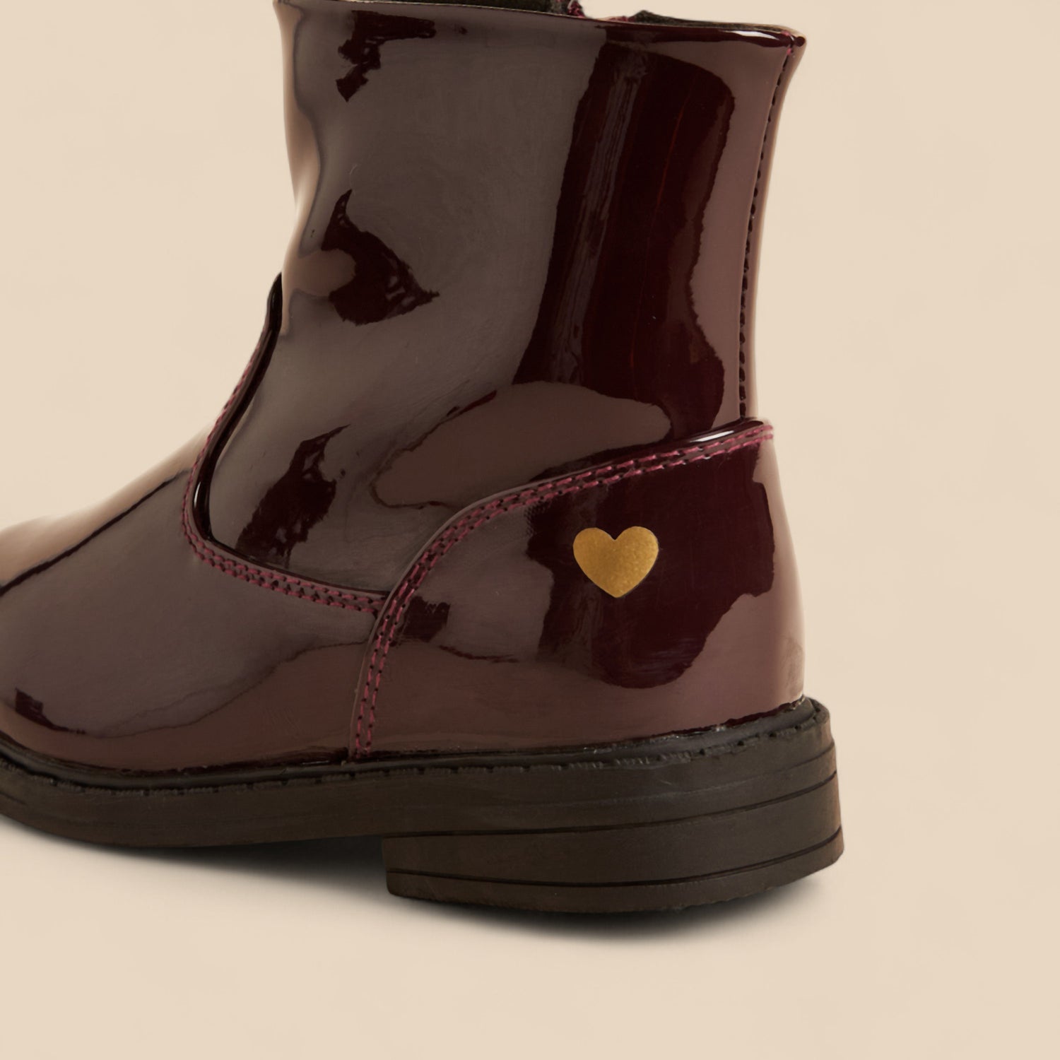 Heart Print Ankle Boots with Zip Closure