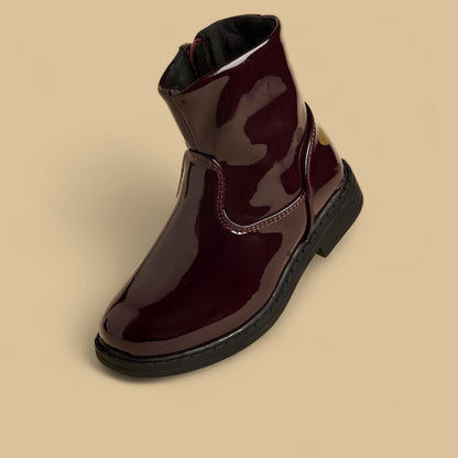 Heart Print Ankle Boots with Zip Closure